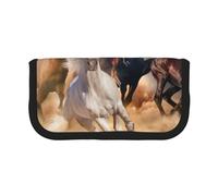 YUNWEIKEJI Caballo Salvaje Corriendo contra la tormenta de Arena, Estuche para lápices, Estuche para lápices de Lona Bolsa para cosméticos de Gran Capacidad