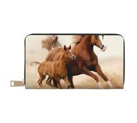YUNWEIKEJI Caballos Cachorros Dos Carrera, Carteras Cartera de Gran Capacidad para Hombres y Mujeres Carteras Tarjeta de crédito Cartera de Cuero de Microfibra