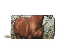 YUNWEIKEJI Caballos con árboles en Flor Impresos., Carteras Cartera de Gran Capacidad para Hombres y Mujeres Carteras Tarjeta de crédito Cartera de Cuero de Microfibra