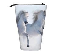 YUNWEIKEJI Caballos moteados raros al Galope, Estuche telescópico para lápices, Soporte para lápices con Cremallera, Bolsa de Maquillaje, Bolsa para lápices