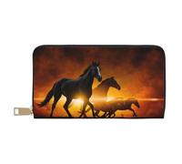 YUNWEIKEJI Caballos Negros Impresión De Nubes Rojas Brillantes, Carteras Cartera de Gran Capacidad para Hombres y Mujeres Carteras Tarjeta de crédito Cartera de Cuero de Microfibra