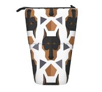 YUNWEIKEJI Cabeza de Doberman de patrón Poligonal, Estuche telescópico para lápices, Soporte para lápices con Cremallera, Bolsa de Maquillaje, Bolsa para lápices