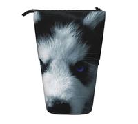 YUNWEIKEJI Cachorro Husky, Estuche telescópico para lápices, Soporte para lápices con Cremallera, Bolsa de Maquillaje, Bolsa para lápices
