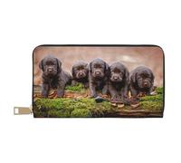 YUNWEIKEJI Cachorros Labrador Familia Cachorros Pequeños Marrón, Carteras Cartera de Gran Capacidad para Hombres y Mujeres Carteras Tarjeta de crédito Cartera de Cuero de Microfibra