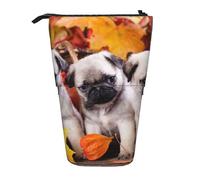 YUNWEIKEJI Cachorros Pug, Estuche telescópico para lápices, Soporte para lápices con Cremallera, Bolsa de Maquillaje, Bolsa para lápices