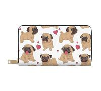 YUNWEIKEJI Cachorros Pugs Divertidos Dibujos Animados, Carteras Cartera de Gran Capacidad para Hombres y Mujeres Carteras Tarjeta de crédito Cartera de Cuero de Microfibra