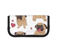 YUNWEIKEJI Cachorros Pugs Divertidos Dibujos Animados, Estuche para lápices, Estuche para lápices de Lona Bolsa para cosméticos de Gran Capacidad