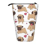 YUNWEIKEJI Cachorros Pugs Divertidos Dibujos Animados, Estuche telescópico para lápices, Soporte para lápices con Cremallera, Bolsa de Maquillaje, Bolsa para lápices