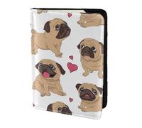 YUNWEIKEJI Cachorros Pugs Divertidos Dibujos Animados, Funda para Pasaporte Cartera de Viaje de Cuero PU Funda para Pasaporte Fundas para Pasaporte 5,5 Pulgadas