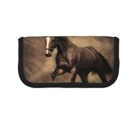 YUNWEIKEJI Café Caballo Corriendo, Estuche para lápices, Estuche para lápices de Lona Bolsa para cosméticos de Gran Capacidad