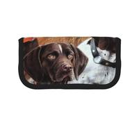 YUNWEIKEJI Caída del Perro Braco alemán de Pelo Corto, Estuche para lápices, Estuche para lápices de Lona Bolsa para cosméticos de Gran Capacidad