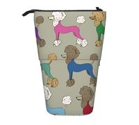 YUNWEIKEJI Caniche Colorido Divertidos Dibujos Animados, Estuche telescópico para lápices, Soporte para lápices con Cremallera, Bolsa de Maquillaje, Bolsa para lápices