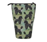 YUNWEIKEJI Caniche Negro sobre Pasteles, Estuche telescópico para lápices, Soporte para lápices con Cremallera, Bolsa de Maquillaje, Bolsa para lápices