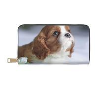 YUNWEIKEJI Cara del Cavalier King Charles Spaniel, Carteras Cartera de Gran Capacidad para Hombres y Mujeres Carteras Tarjeta de crédito Cartera de Cuero de Microfibra