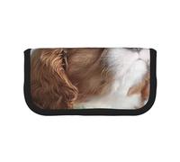 YUNWEIKEJI Cara del Cavalier King Charles Spaniel, Estuche para lápices, Estuche para lápices de Lona Bolsa para cosméticos de Gran Capacidad