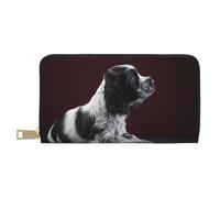 YUNWEIKEJI Cocker Spaniel Cachorro Spaniel Blanco Y Negro, Carteras Cartera de Gran Capacidad para Hombres y Mujeres Carteras Tarjeta de crédito Cartera de Cuero de Microfibra
