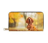 YUNWEIKEJI Cocker Spaniel Otoño Parque Perros Spaniel Marrón, Carteras Cartera de Gran Capacidad para Hombres y Mujeres Carteras Tarjeta de crédito Cartera de Cuero de Microfibra