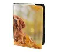 YUNWEIKEJI Cocker Spaniel Otoño Parque Perros Spaniel Marrón, Funda para Pasaporte Cartera de Viaje de Cuero PU Funda para Pasaporte Fundas para Pasaporte 5,5 Pulgadas