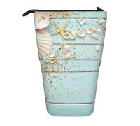 YUNWEIKEJI Colección Mar Concha Playa Vintage, Estuche telescópico para lápices, Soporte para lápices con Cremallera, Bolsa de Maquillaje, Bolsa para lápices