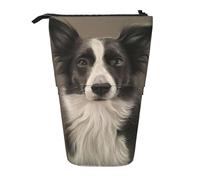 YUNWEIKEJI Collie fronterizo, Estuche telescópico para lápices, Soporte para lápices con Cremallera, Bolsa de Maquillaje, Bolsa para lápices