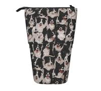 YUNWEIKEJI Collie fronterizo, Estuche telescópico para lápices, Soporte para lápices con Cremallera, Bolsa de Maquillaje, Bolsa para lápices