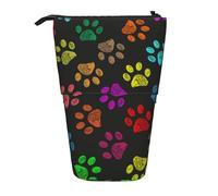 YUNWEIKEJI Colorido Perro Pata Arco Iris Lindo Animal Mascota, Estuche telescópico para lápices, Soporte para lápices con Cremallera, Bolsa de Maquillaje, Bolsa para lápices