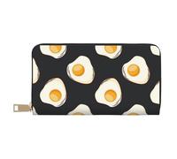 YUNWEIKEJI Comida Huevos Fritos Oscuro, Carteras Cartera de Gran Capacidad para Hombres y Mujeres Carteras Tarjeta de crédito Cartera de Cuero de Microfibra