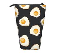 YUNWEIKEJI Comida Huevos Fritos Oscuro, Estuche telescópico para lápices, Soporte para lápices con Cremallera, Bolsa de Maquillaje, Bolsa para lápices