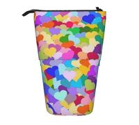 YUNWEIKEJI Confeti de corazón Arcoiris, Estuche telescópico para lápices, Soporte para lápices con Cremallera, Bolsa de Maquillaje, Bolsa para lápices