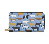 YUNWEIKEJI Conjunto de toros y Vacas Animales de Granja Ganado mamífero, Carteras Cartera de Gran Capacidad para Hombres y Mujeres Carteras Tarjeta de crédito Cartera de Cuero de Microfibra