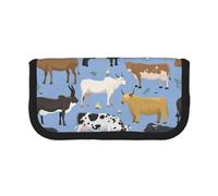 YUNWEIKEJI Conjunto de toros y Vacas Animales de Granja Ganado mamífero, Estuche para lápices, Estuche para lápices de Lona Bolsa para cosméticos de Gran Capacidad
