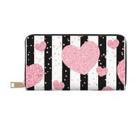 YUNWEIKEJI Corazón Romántico Raya De Lentejuelas De Oro Rosa, Carteras Cartera de Gran Capacidad para Hombres y Mujeres Carteras Tarjeta de crédito Cartera de Cuero de Microfibra
