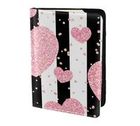 YUNWEIKEJI Corazón Romántico Raya De Lentejuelas De Oro Rosa, Funda para Pasaporte Cartera de Viaje de Cuero PU Funda para Pasaporte Fundas para Pasaporte 5,5 Pulgadas