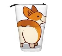 YUNWEIKEJI Corgi Perro Gracioso Trasero, Estuche telescópico para lápices, Soporte para lápices con Cremallera, Bolsa de Maquillaje, Bolsa para lápices