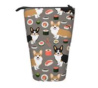 YUNWEIKEJI Corgi Sushi Corgis Perro, Estuche telescópico para lápices, Soporte para lápices con Cremallera, Bolsa de Maquillaje, Bolsa para lápices