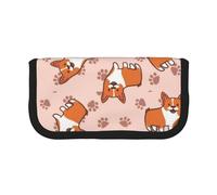 YUNWEIKEJI Corgis de Dibujos Animados, Estuche para lápices, Estuche para lápices de Lona Bolsa para cosméticos de Gran Capacidad