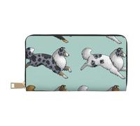 YUNWEIKEJI Correr Perro Collie áspero, Carteras Cartera de Gran Capacidad para Hombres y Mujeres Carteras Tarjeta de crédito Cartera de Cuero de Microfibra