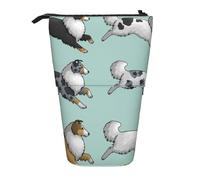 YUNWEIKEJI Correr Perro Collie áspero, Estuche telescópico para lápices, Soporte para lápices con Cremallera, Bolsa de Maquillaje, Bolsa para lápices