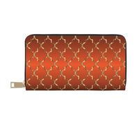 YUNWEIKEJI Cuatrifolio Dorado sobre Naranja Quemado, Carteras Cartera de Gran Capacidad para Hombres y Mujeres Carteras Tarjeta de crédito Cartera de Cuero de Microfibra
