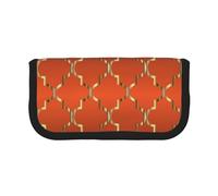 YUNWEIKEJI Cuatrifolio Dorado sobre Naranja Quemado, Estuche para lápices, Estuche para lápices de Lona Bolsa para cosméticos de Gran Capacidad