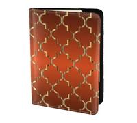YUNWEIKEJI Cuatrifolio Dorado sobre Naranja Quemado, Funda para Pasaporte Cartera de Viaje de Cuero PU Funda para Pasaporte Fundas para Pasaporte 5,5 Pulgadas