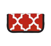 YUNWEIKEJI Cuatrifolio Rojo Intenso y Blanco, Estuche para lápices, Estuche para lápices de Lona Bolsa para cosméticos de Gran Capacidad