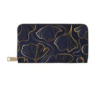 YUNWEIKEJI Degradado Lineal Dorado con Hojas De Ginkgo Biloba, Carteras Cartera de Gran Capacidad para Hombres y Mujeres Carteras Tarjeta de crédito Cartera de Cuero de Microfibra