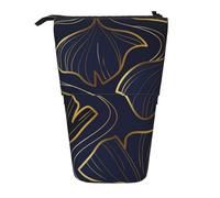 YUNWEIKEJI Degradado Lineal Dorado con Hojas De Ginkgo Biloba, Estuche telescópico para lápices, Soporte para lápices con Cremallera, Bolsa de Maquillaje, Bolsa para lápices
