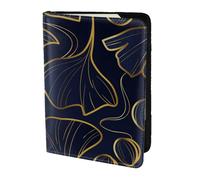 YUNWEIKEJI Degradado Lineal Dorado con Hojas De Ginkgo Biloba, Funda para Pasaporte Cartera de Viaje de Cuero PU Funda para Pasaporte Fundas para Pasaporte 5,5 Pulgadas