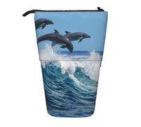 YUNWEIKEJI Delfín mular común, Estuche telescópico para lápices, Soporte para lápices con Cremallera, Bolsa de Maquillaje, Bolsa para lápices