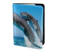 YUNWEIKEJI Delfines Saltando Invierno, Funda para Pasaporte Cartera de Viaje de Cuero PU Funda para Pasaporte Fundas para Pasaporte 5,5 Pulgadas