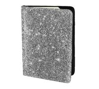 YUNWEIKEJI Destellos de Brillo Plateado, Funda para Pasaporte Cartera de Viaje de Cuero PU Funda para Pasaporte Fundas para Pasaporte 5,5 Pulgadas