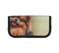 YUNWEIKEJI Dibujo Perro Pomerania Alemana Retrato, Estuche para lápices, Estuche para lápices de Lona Bolsa para cosméticos de Gran Capacidad