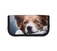 YUNWEIKEJI Dios Bokeh Border Collie Marrón con Ojos Amarillos, Estuche para lápices, Estuche para lápices de Lona Bolsa para cosméticos de Gran Capacidad